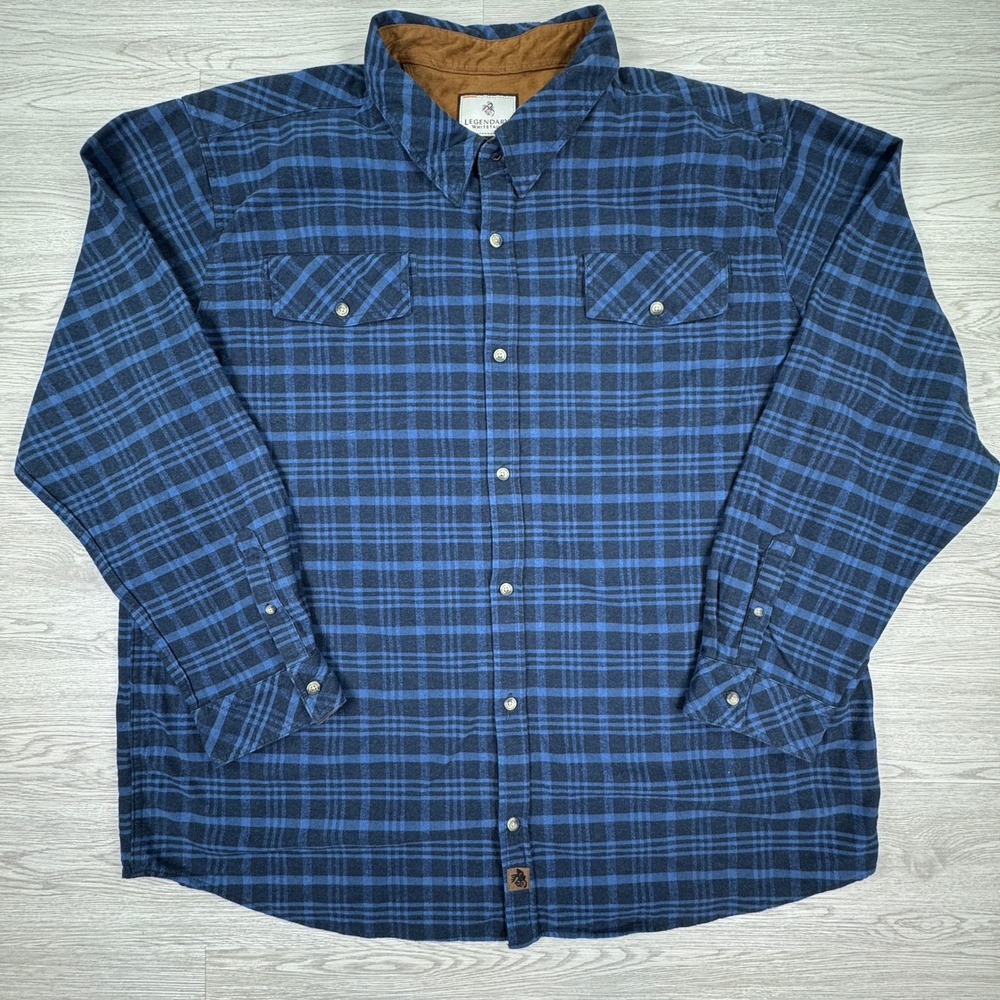Legendary Whitetails Men's Flannel Shirt Blue 4XT Plaid Long Sleeve Button Down